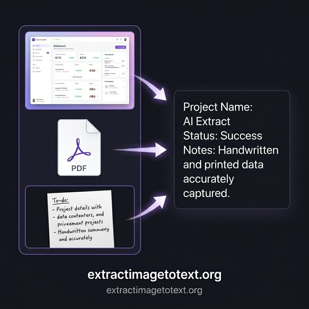 PDF to text converter extracting text from a scanned PDF document